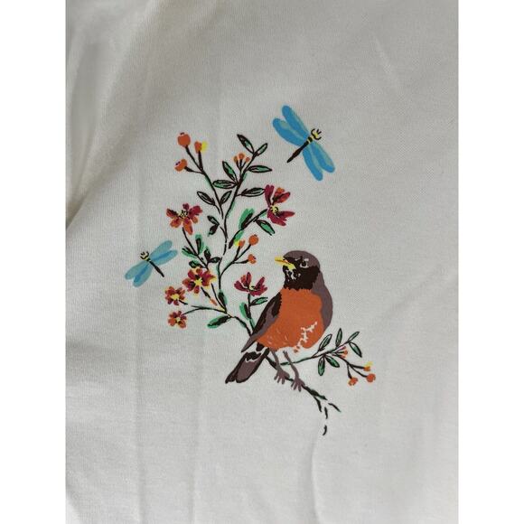 Lands' End Polo Shirt Womens Large Bird White Orange Cotton Preppy Whimsical - Picture 3 of 7